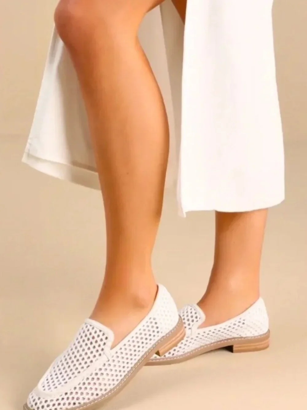 Dolce Vita Fran White Mesh Woven Loafers Size 8